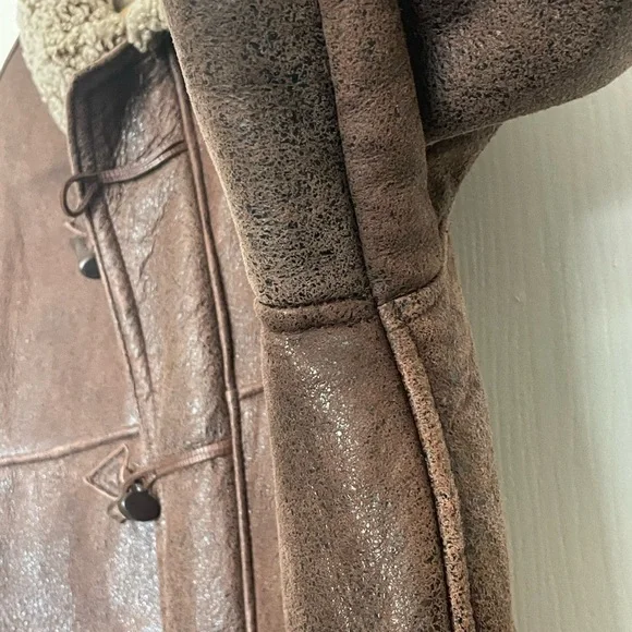 Men's Brown 100% Sheepskin Shearling Coat - Vintage Oscar Leopold - Picture 5 of 11